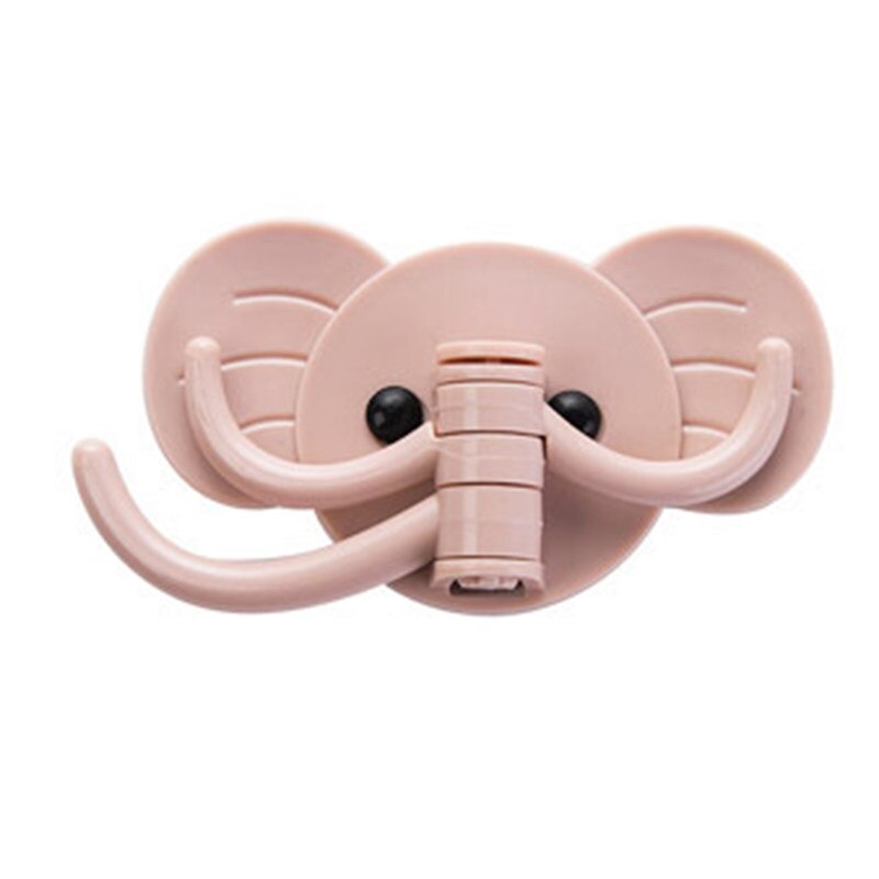 1 STUKS Leuke Olifant Draaibaar Badkamer Keuken Muur Sterke Zelfklevende Naadloze Haak douche haken olifant sleutelhouder badkamer haken: Light pink