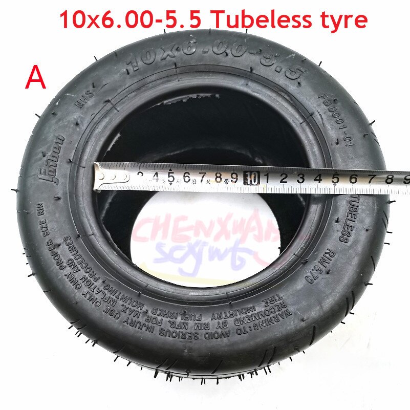 10 inch widened vacuum tyres 10x6.00-5.5 10*6.00-5.5 for small Harley motorcycle Electric scooter motor special tubeless tires: A 13.5CM