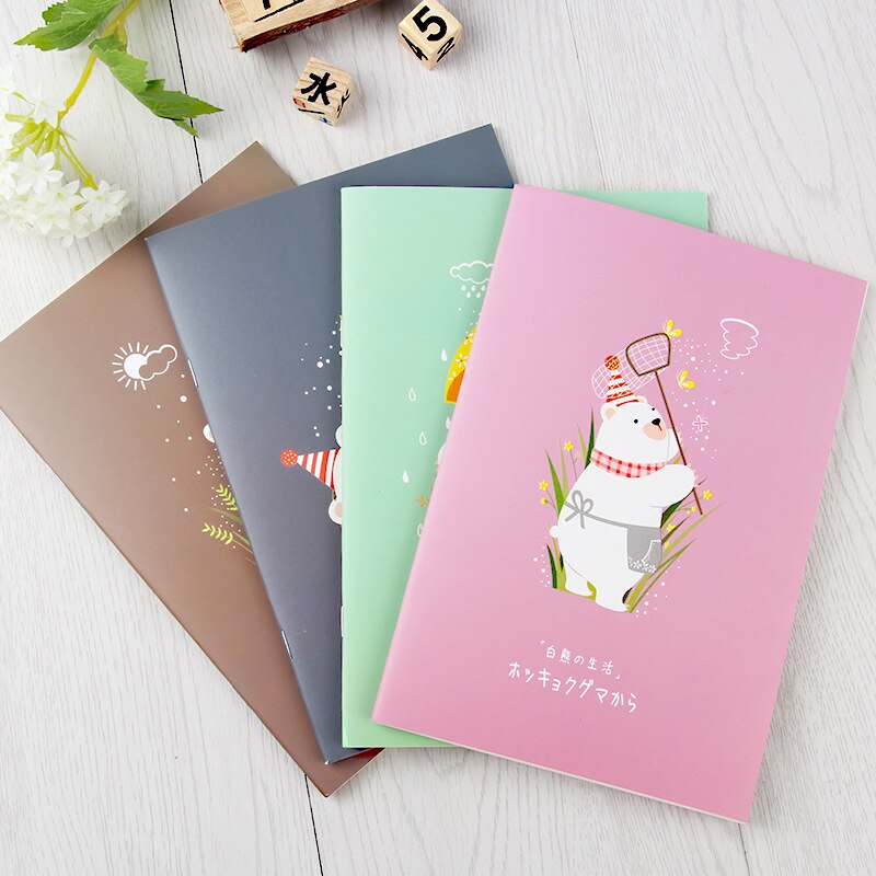 4PCS A5 Cute Cartoon Notebook Paper Cat Pattern Lined Paper Journals Notepad Cute Stationery School Office Supplies Planer 2022: B-4pcs
