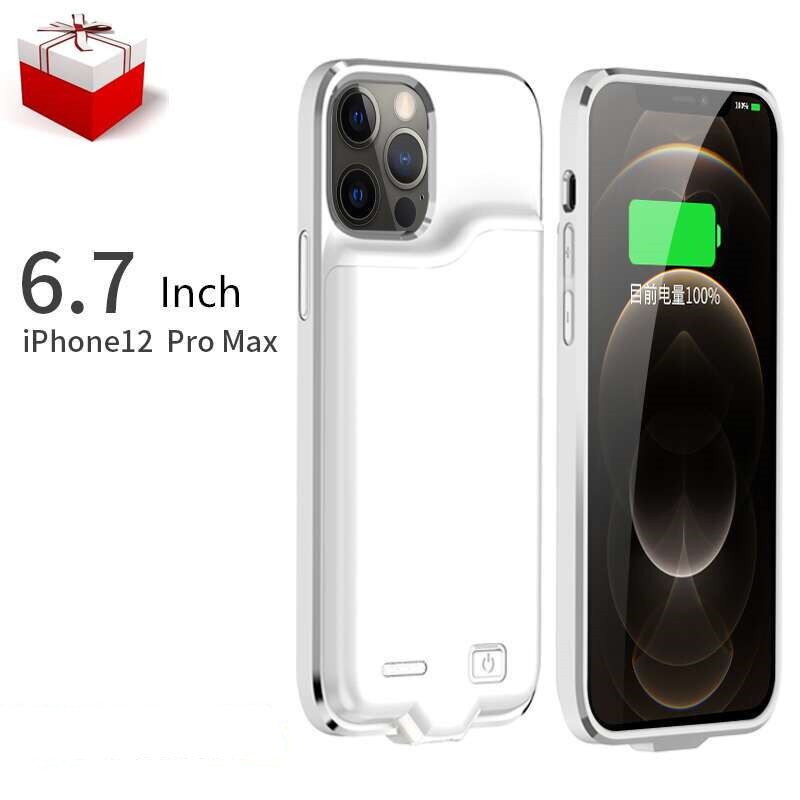 Funda con cargador de batería para iphone 12 Pro, carcasa fina con cargador inteligente, funda con batería para iphone 12 Mini 12 Pro Max: White-12promax