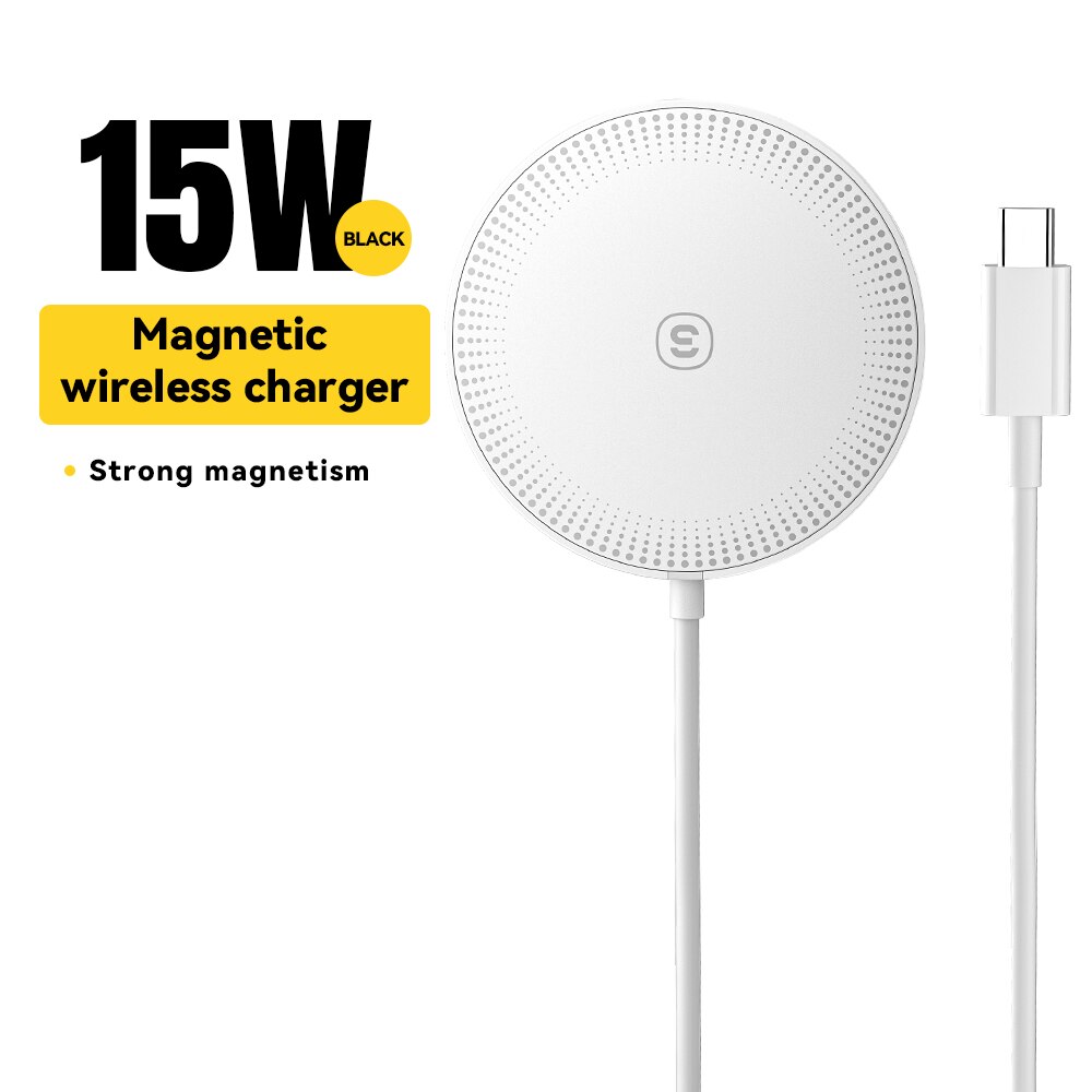 Essager 15W Carregadores Sem Fio Qi Magnéticos Carregamento Rápido para iPhone 14 13 12 Pro Max PD Carregamento Rápido Para Xiaomi Pad Adapter: Branco