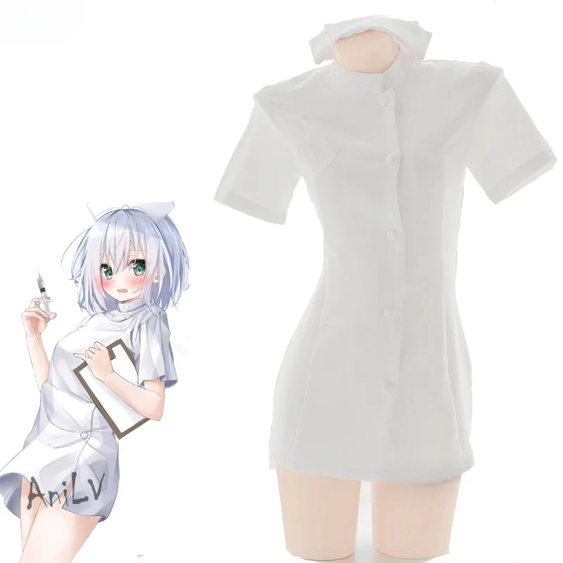 Japanese anime nurse uniform dress pajamas costumes cosplay: L / White
