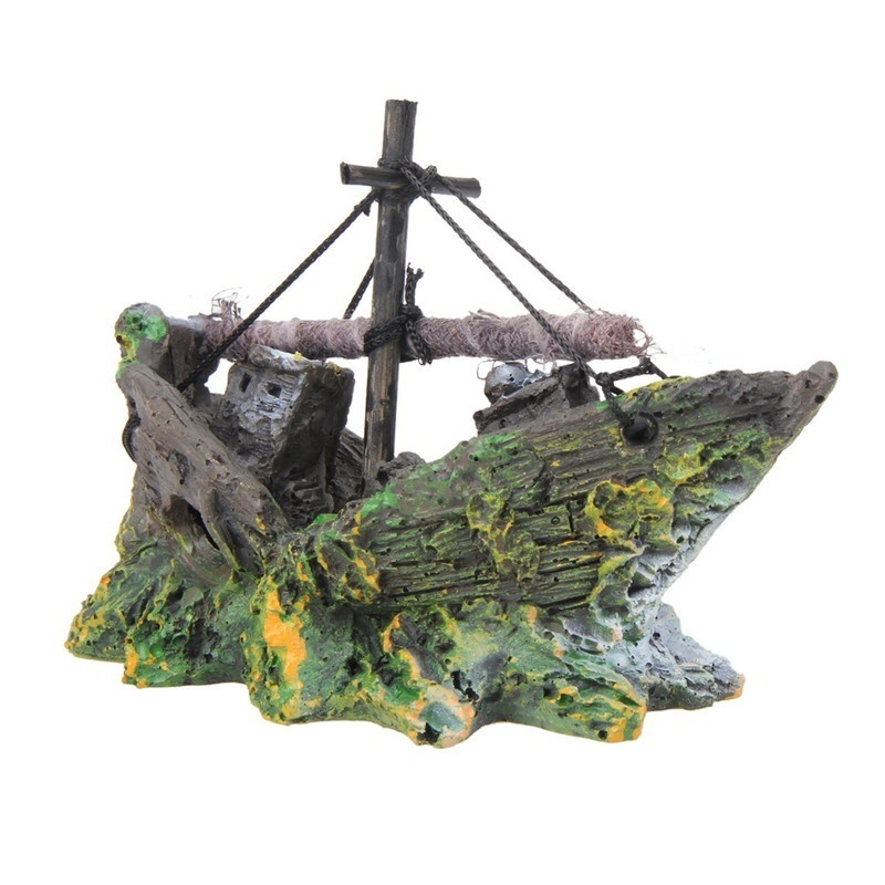 Décorations d'aquarium de poissons, bateau de Pirate de paysage, bateau de démêlage, en résine Vintage, accessoires d'aquarium de bateau, décorations pour la maison: Default Title
