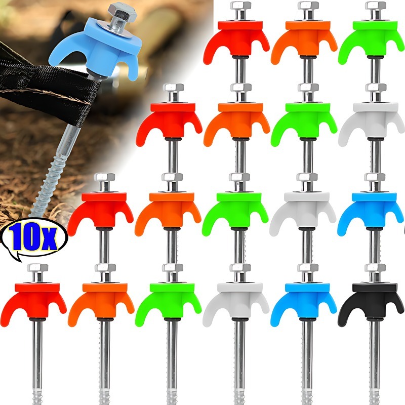 10/2 Stuks Metalen Tent Spikes Camping Haringen Boor In Grond Ankers Zware Spiraal Schroef Met Hex Socket Stakes camping Stakes