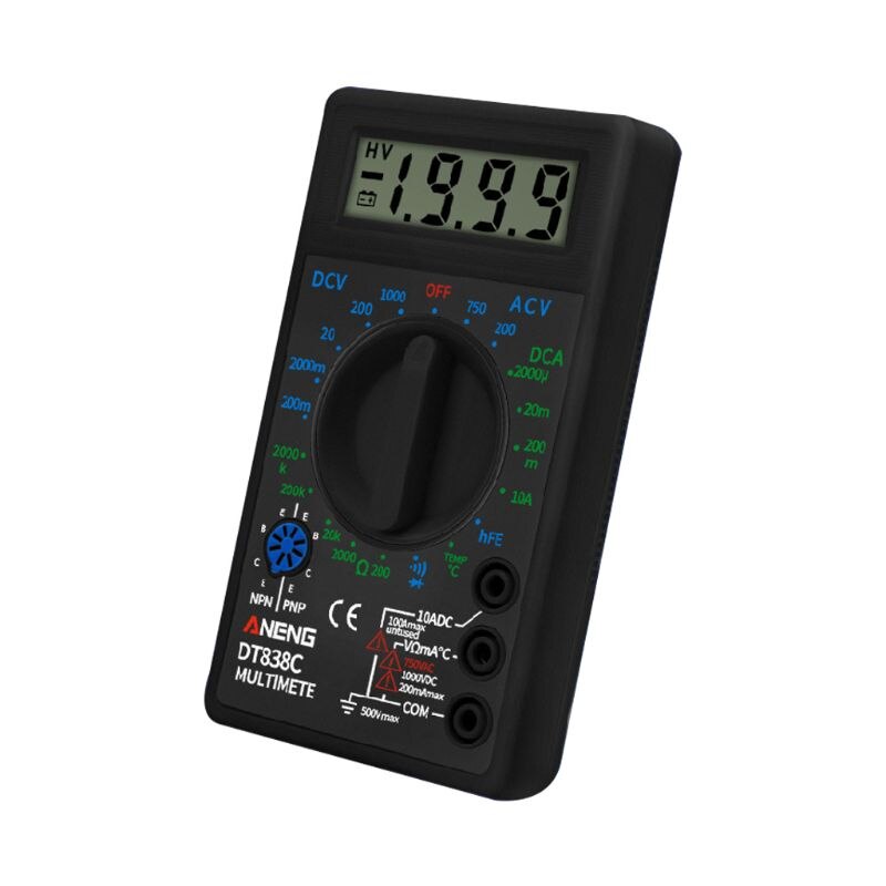DT838 Digital Multimeter Tester AC/DC Voltage Voltmeter Current Resistance Temperature Measuring Meter Ammeter Test with Lead
