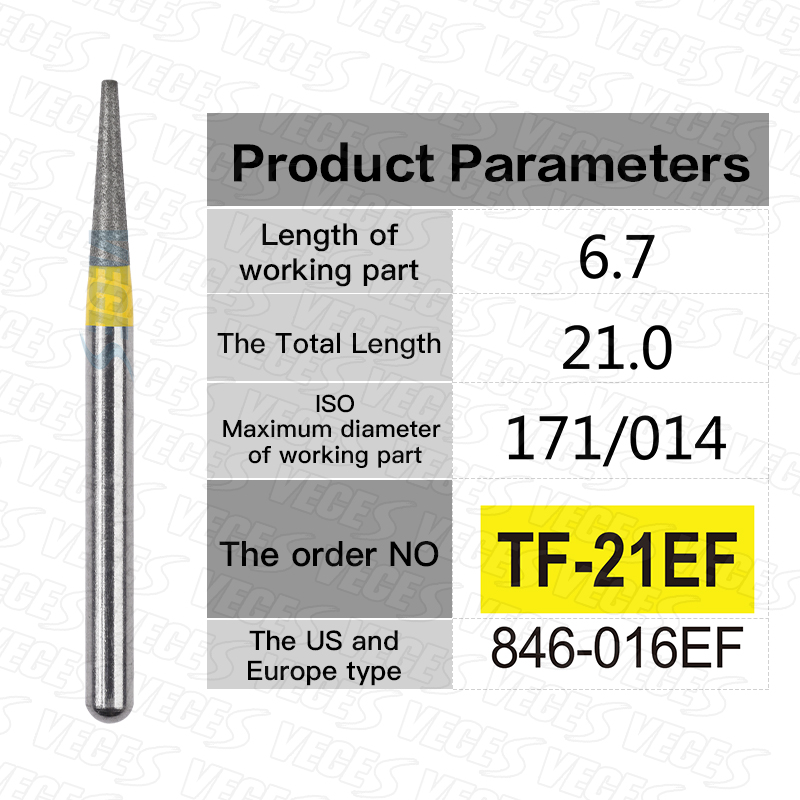Fresas de diamante Dental finas Extra finas tipo TR, taladros de fresas para odontología estándar, herramientas de dentista FG, fresa de alta velocidad de 1,6mm, 10 Uds.: PINE