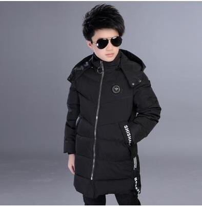 Jas Voor Meisjes Jongens Mode Winter Hooded Down Bovenkleding Jongens Warme Dikke Jas Kids Kleding Sneeuw Wear Snowsuit Parka: Black / 13