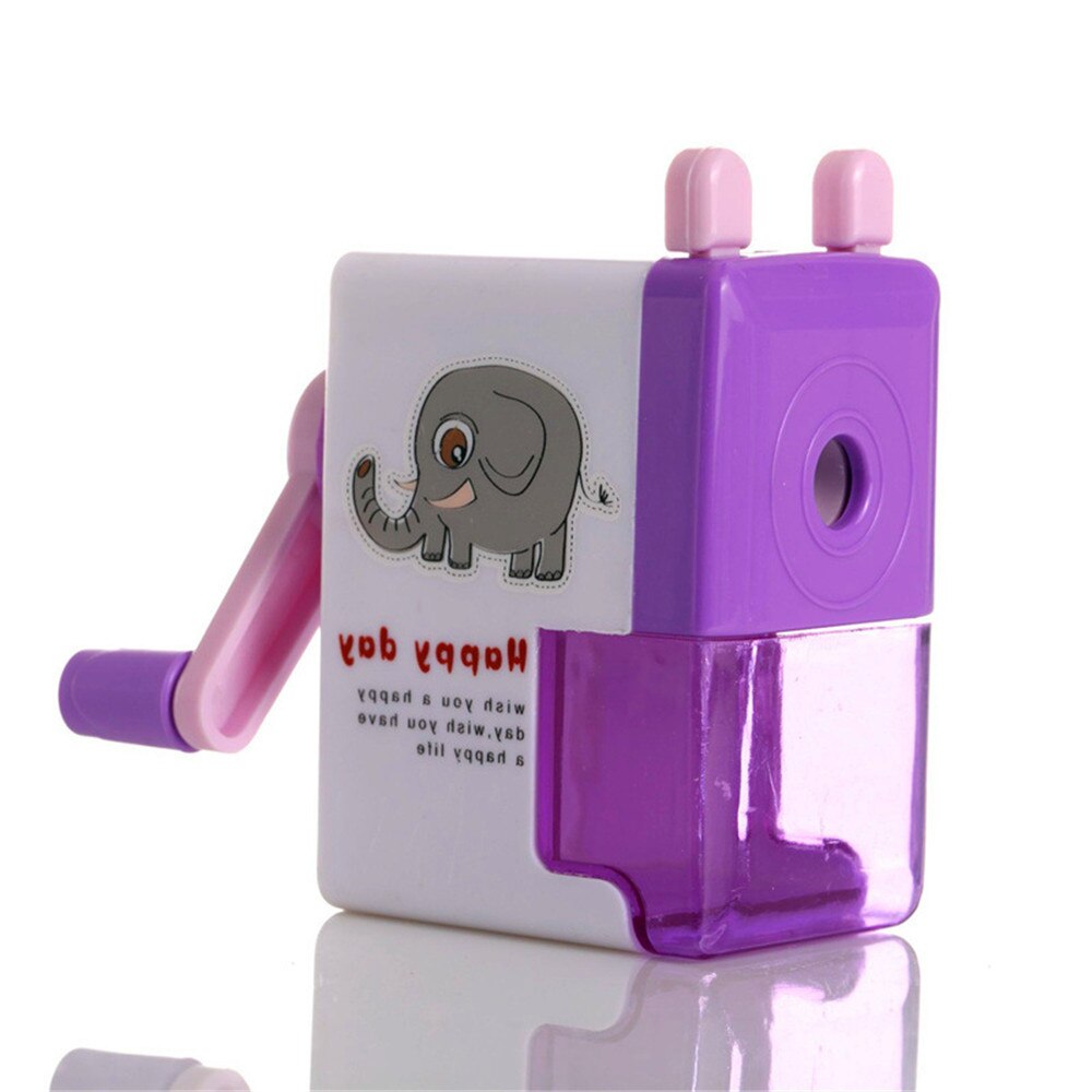 1PC Karikatur Katze Elefant Bleistift Spitzer Nettes Briefpapier freundlicher Kawaii Hand Kurbel Manuelle Stift Cutter Schule Büro Liefert: Lila