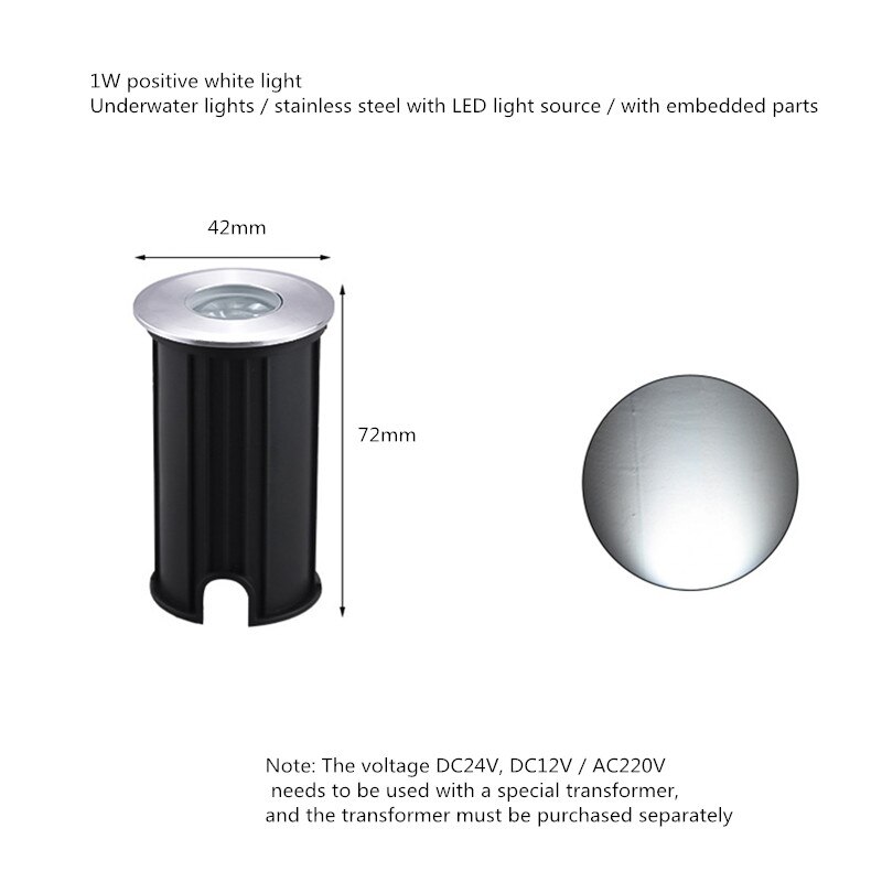 Ip68 led vedenalainen valo maanalainen lamppu led kansi valot puutarhavalo mini led spotti 12v vedenpitävä upotettu ulkona led spotti: Valkoinen / 1w ac220v