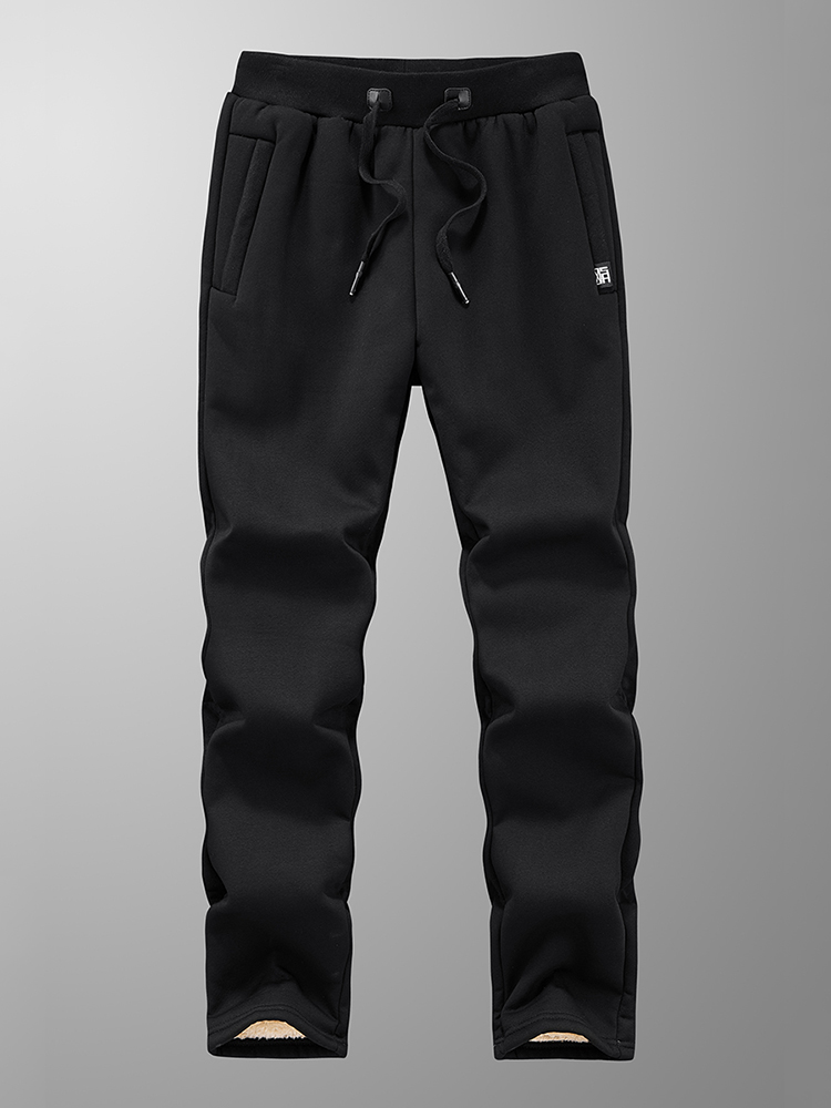 Pantalones de chándal de invierno para hombre, pantalones de chándal gruesos y cálidos de lana, ropa deportiva con bolsillos y cremallera, pantalones de chándal informales de algodón de talla grande 6XL 7XL 8XL: L / Verde