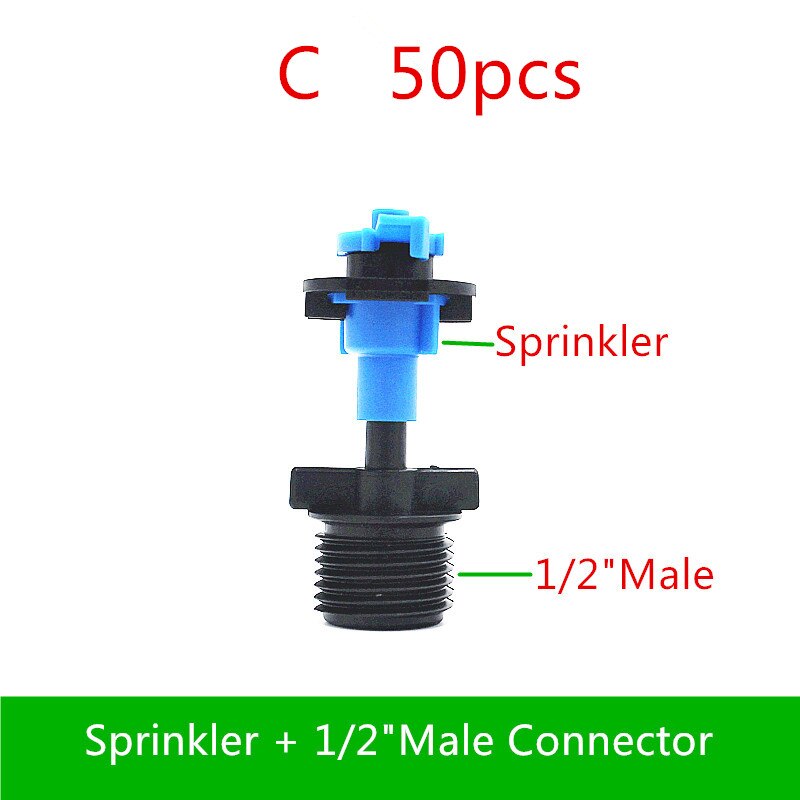 360Degree Rotary Sprinkler With 1/2"Screw Connector Greenhouse Watering Drip Irrigation Fittings: C   50pcs