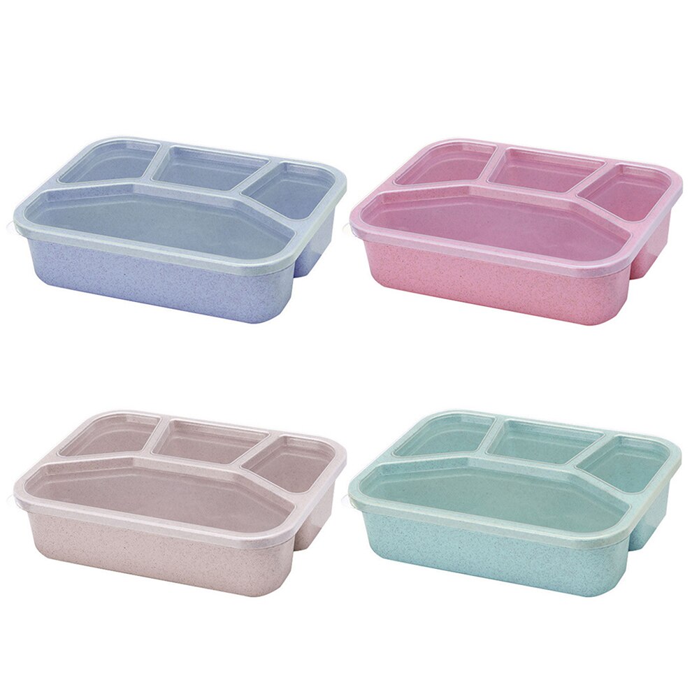 Healthy Wheat Straw Microwave Bento Lunch Box Travel Picnic Food Fruit Container Storage Box for Kids Adult Kitchen Accessories