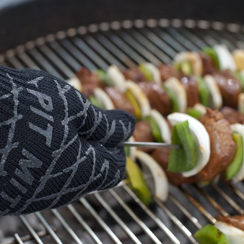 Bbq grillning madlavning handsker grill ovn handsker til underarm beskyttelse ekstrem varmebestandig køkken grill tykke ovn handsker