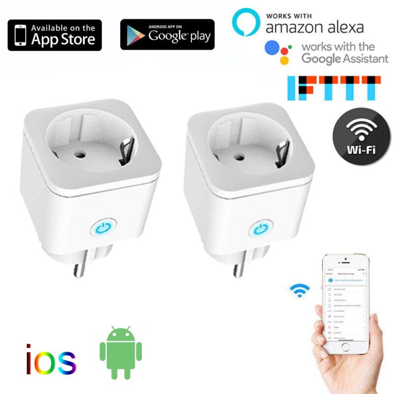 Smart Plug WiFi Socket 16A Power Monitor Timing Function SmartLife Voice Control Work With Alexa Google Assistant 100-240V: 2pcs