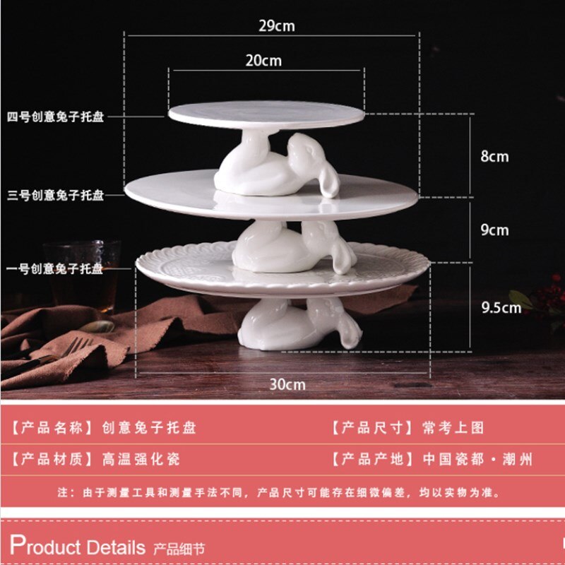 Ceramic Rabbit Plate Ceramic Dish Porcelain Plates Decorative Dinner Plates Rabbit Dessert Bunny Cake Tray