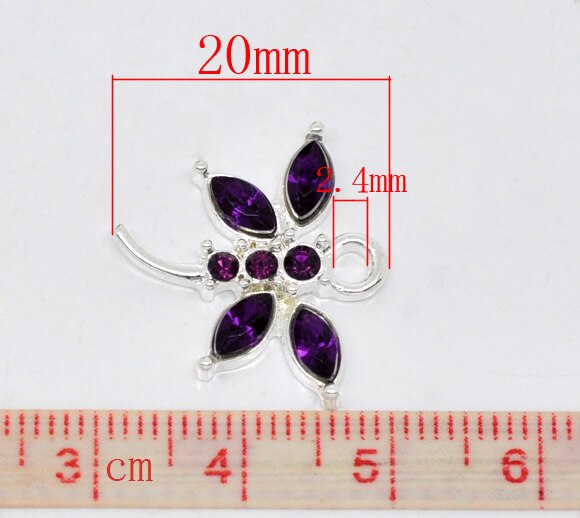 Doreenbeads 10 Sp Rhinestone Dragonfly Charm Hangers 20X19Mm (B10989) Yiwu