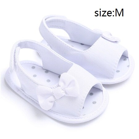 Sandalias de verano para niña con lazo para recién nacido, zapatos informales de princesa para exteriores, suela suave antideslizante para 0-12 meses: White M