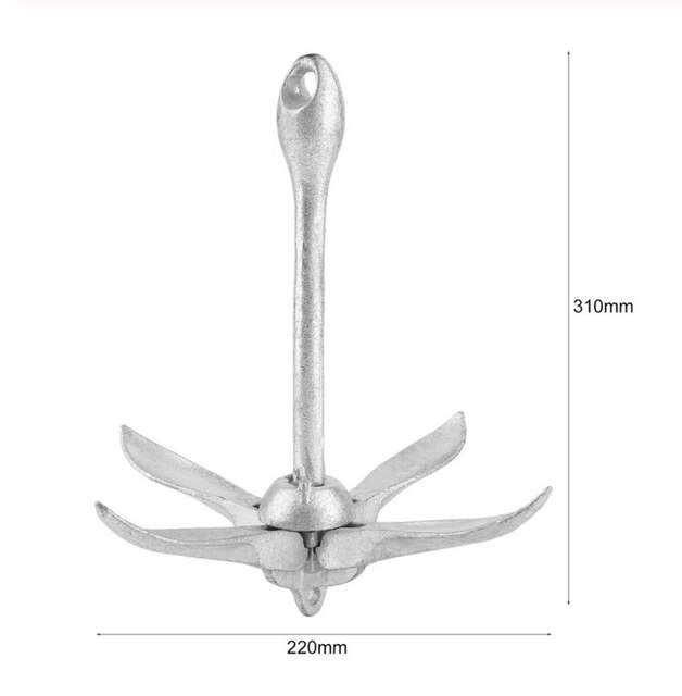 Galvanized 1.5 Kg Anchor For Canoe Kayak Raft Boat Sailboat Fishing Marine Accessories: Default Title