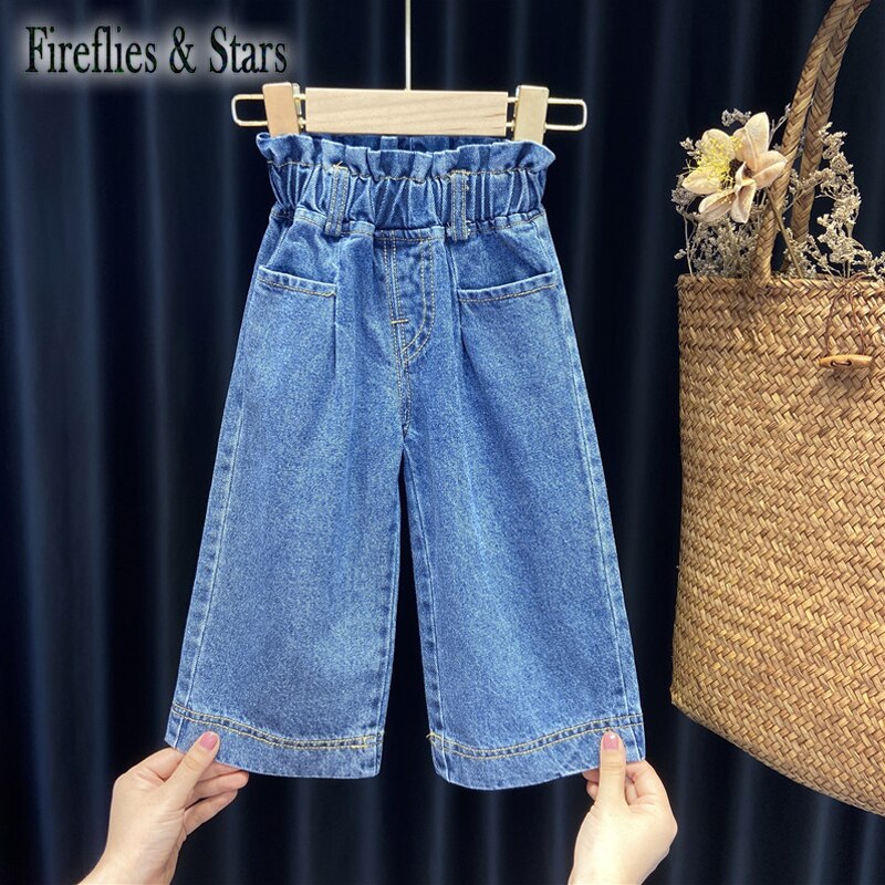 Trendy baggy jeans voor meisjes: wijde pijpen, elastische taille voor
