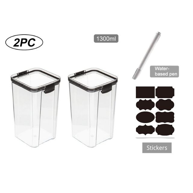 Kitchen Food Container Storage Box Food preservation box Pantry Organizer Breadbasket Fridge Storage Kitchen Organizer Supplies: 2pcs 1300ml