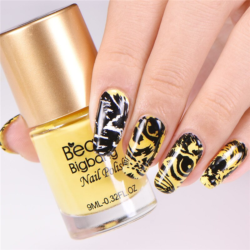 Beautybigbang 12 stk/sæt negle stempling plader 10 stilarter mønster negle stempel plade med klar gelé stamper stempling til negle