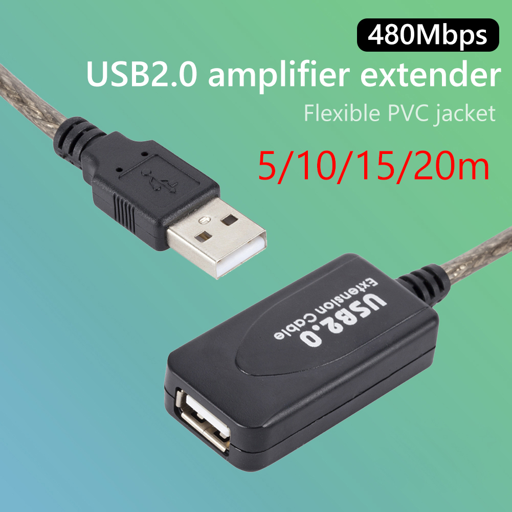 Câble d'extension USB 2.0 mâle vers femelle, 5/10/15/20m, amplificateur de signal, répéteur actif