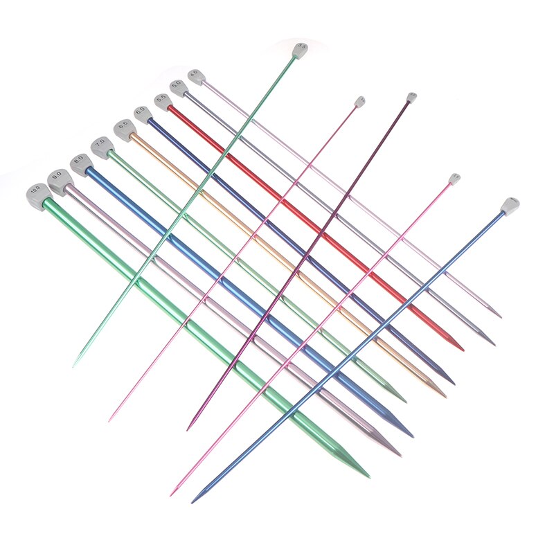 2 stuks/set enkelpuntige breinaalden spelden rechte aluminium diy weefgereedschap lange trui sjaal naald