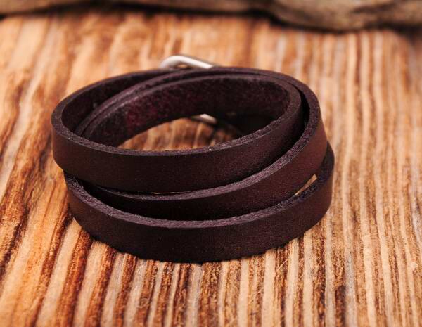 G422 Dark Brown Classic Vintage Multi Wrap Leather Bracelet Cuff Wristband