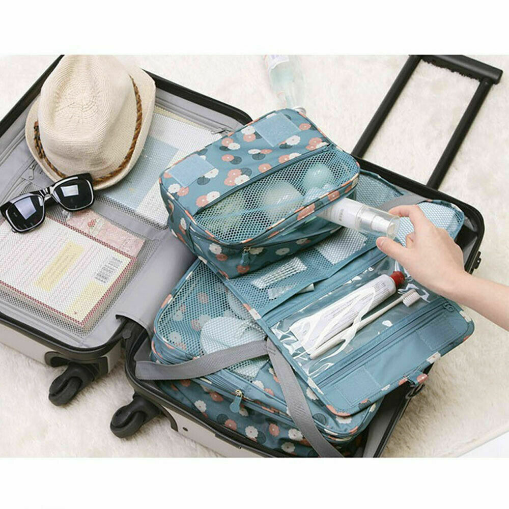 Women Travel Cosmetic Bag Makeup Bag Hanging Folding Toiletries Organizer Waterproof Storage Neceser Bathroom Toiletry Wash Bags