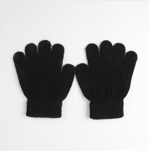 Winter Kinderen Snoep Kleur Leuke Handschoenen Warm breien Coral Kasjmier Mitts Effen Kleuren Unisex Meisje Jongen Baby handschoenen: Black glove