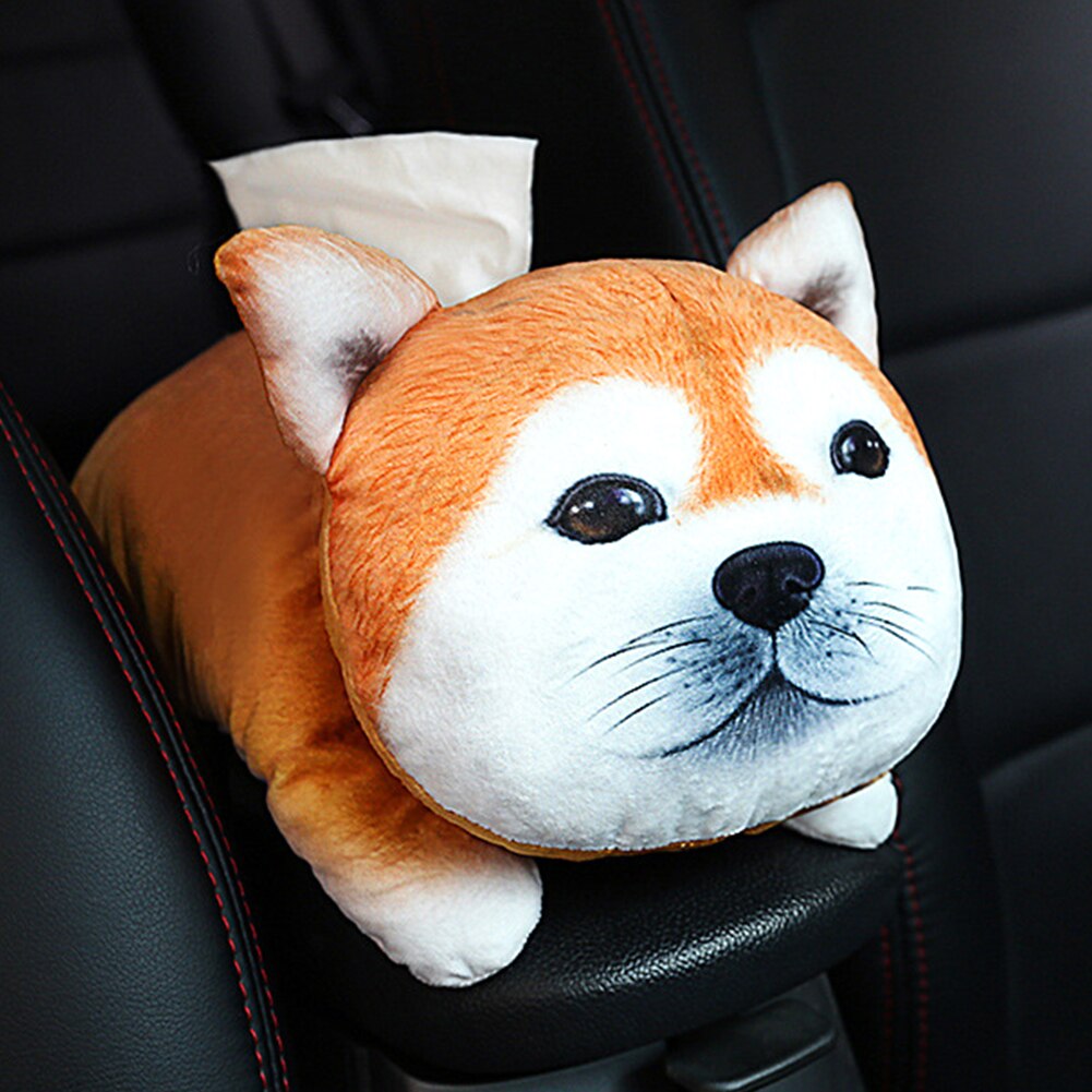 Case Napkin Car Tissue Box Armrest Accessories Plush Toy Paper Dispenser Home Cute Cartoon Multifunctional Interior Decoration: Shiba Inu