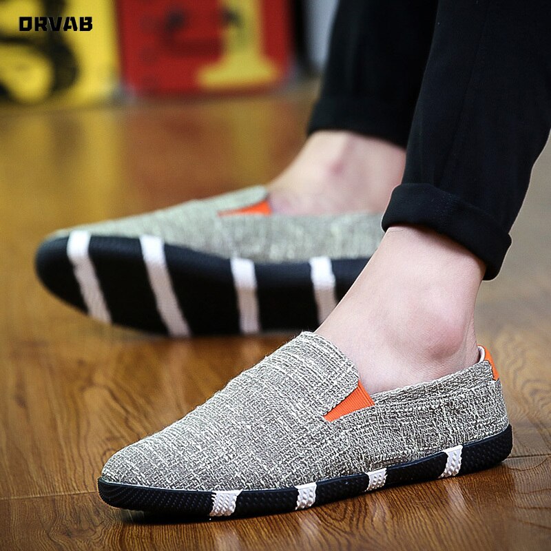 Andningsbara sommarskor herr linne hampa slip-on kör mockasin mjuk bekväma herr sneakers halkfria loafers herr skor casual