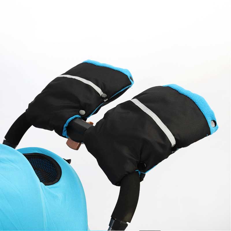 Baby Stroller Warm Black Red Grey Gloves Winter Windproof Cold Velvet Thickening Stroller Accessories