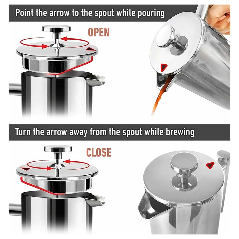 800Ml French Press Coffee Maker Double Insulated Stainless Steel French Coffee Dripper Teapot