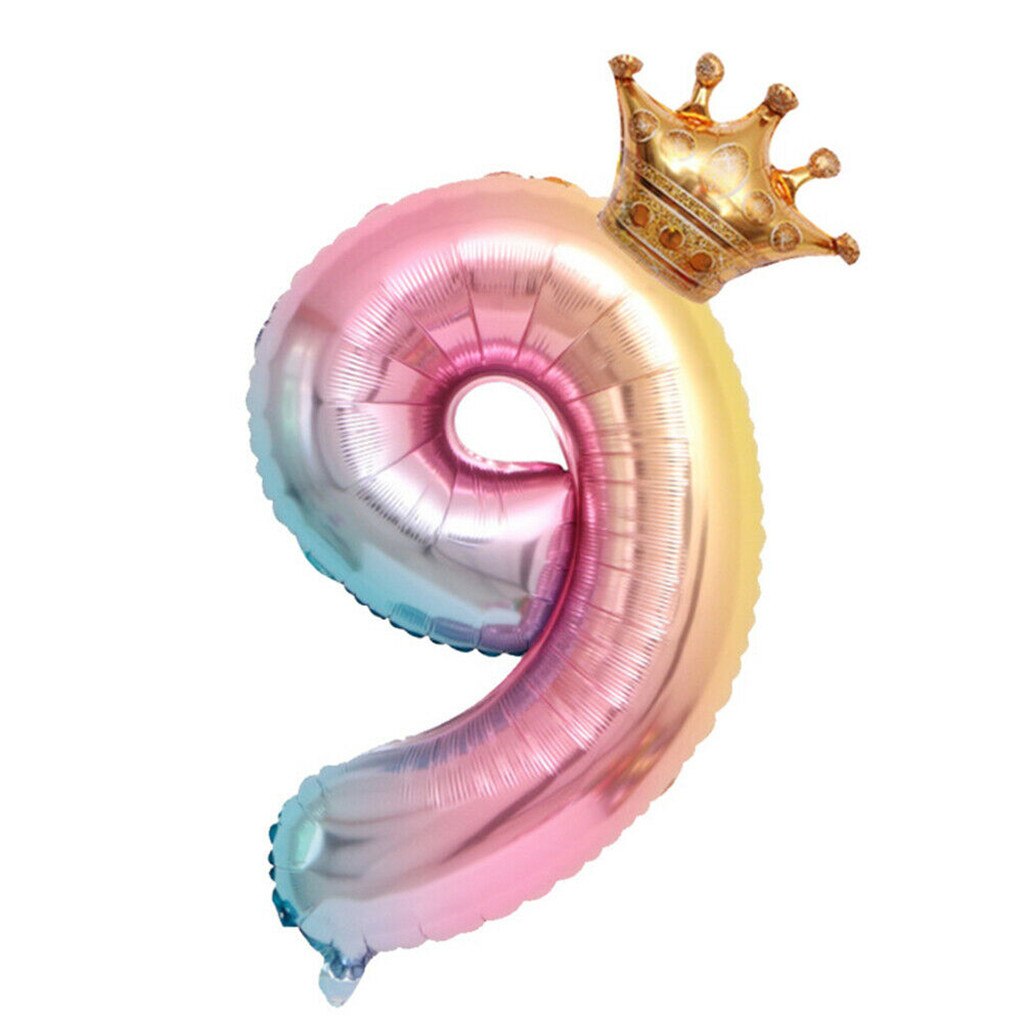 Crown Number Foil Balloons Number Ballon Happy Birthday Party Decoration 32 Inch Party Decorations Adult Wedding Kids Toy: J