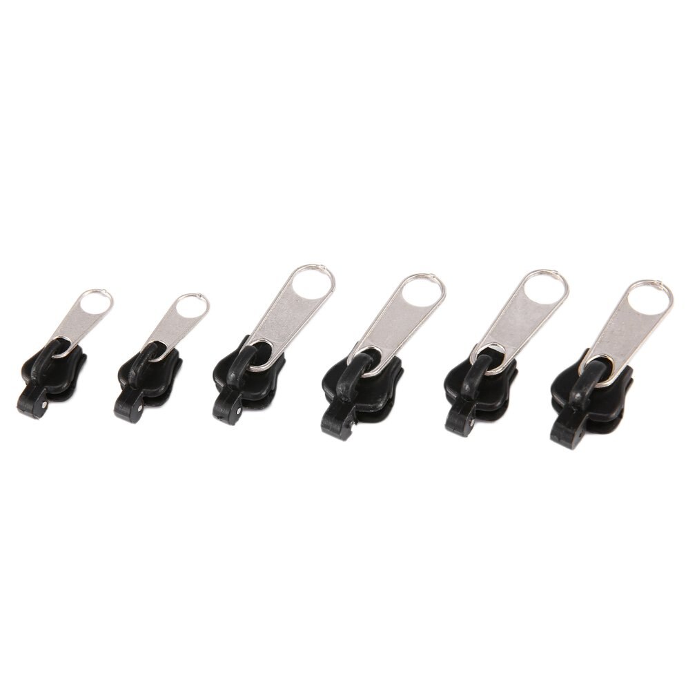 Kit de reparación Universal de cremalleras, herramientas de repuesto, fijador de cremallera de plástico, accesorios de repuesto, 6 piezas: Níquel negro