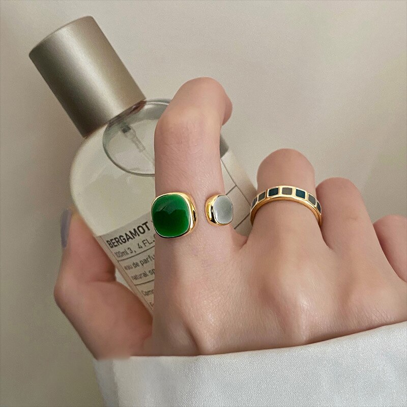 Anillos esmaltados de colores para mujer, anillo de ópalo de cristal de circón ajustable, anillo de compromiso de boda, joyería de estilo coreano, Bague