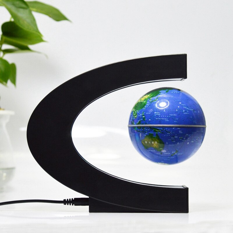 AU42 -Floating Globe Magnetic Globe World Map Magnetic Levitation Globes C-Frame Led English Blue Globe for Kids