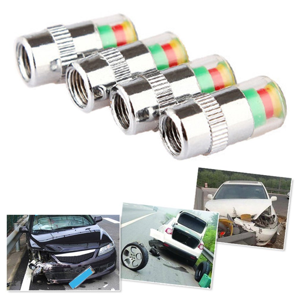 4 unids/set tapa de válvula de control de presión de neumático de coche tapa de válvula de alerta de aire tapa de neumático Sensor de presión Monitor Indicador de tapa de luz
