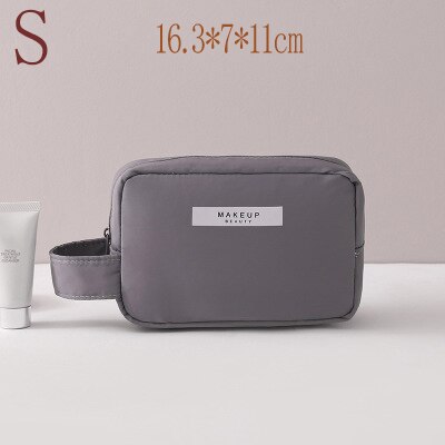 Bolsas de maquillaje de esteticista, bolsa de viaje para cosméticos para mujeres, bolsa organizadora de aseo suave, bolso de maquillaje, bolsa de belleza impermeable, neceser: S - Gray