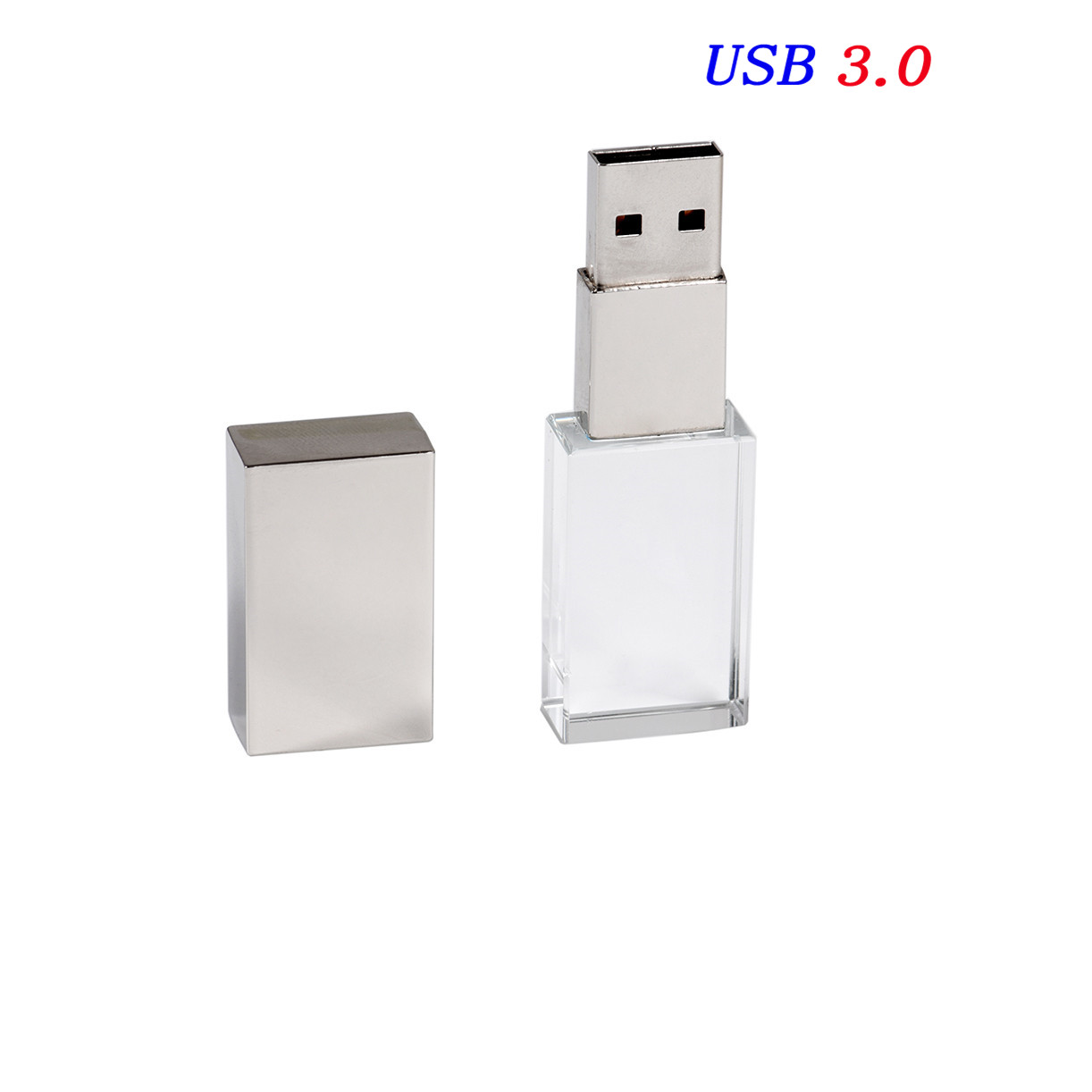 JASTER Crystal USB Flash Pen Drive Custom Logo Cle USB 3.0 4GB 16GB 32GB 64GB Wedding Pendrive (Over 10pcs Free Logo): Silver / 1GB