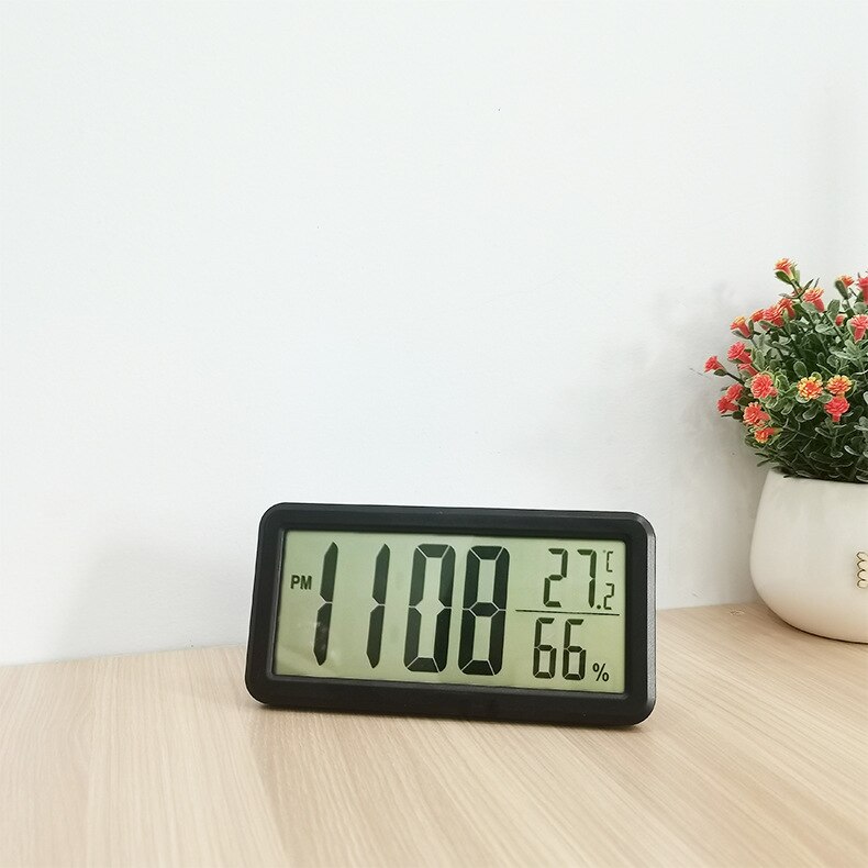 LED Digital Alarm Clock Temperature Date Display Desktop Clock Calendar Snooze Funtion Weather Station Wall Clock for Home: black