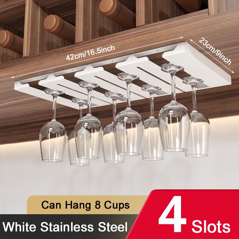 Stainless Steel Wine Rack Wine Glass Rack Wall Mount Holder Goblet Coffee Cup Hanging Rack Home Kitchen Bar Accessories: W4