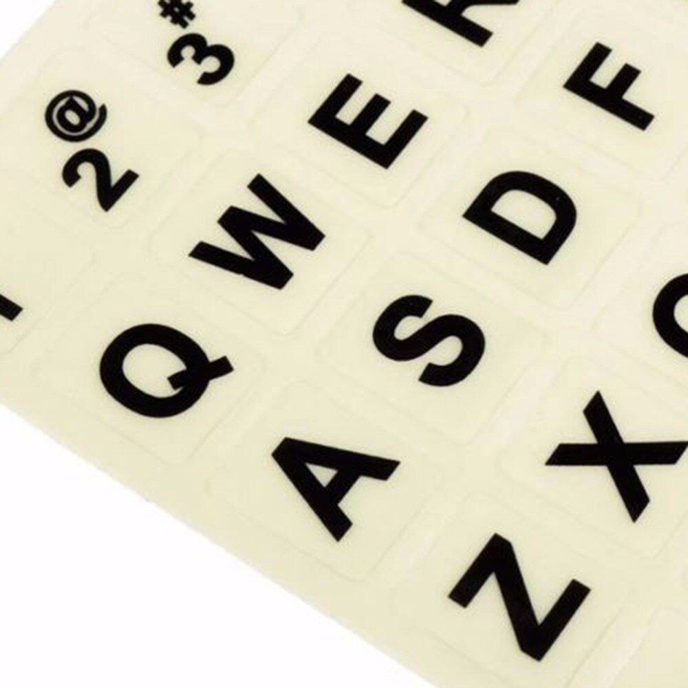 Lichtgevende engelse standaard toetsenbordsticker, algemene pc, laptop, fluorescerende toetsenbordhoes, volledige toetsenbordsticker met grote letters