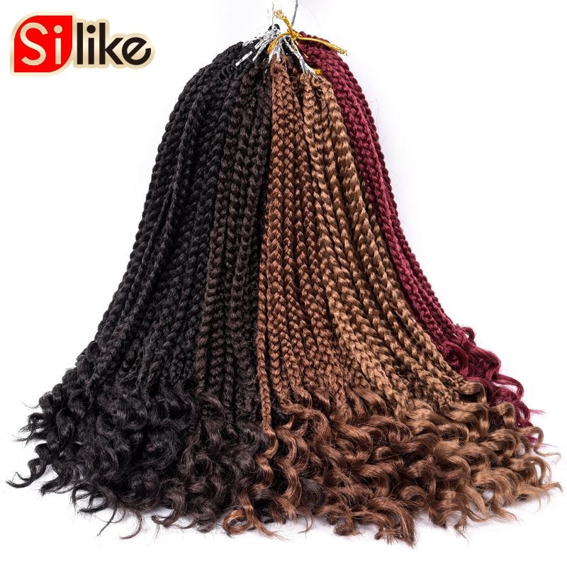 Silike 12&quot; 24 strands Loose End Box Braids High Temperature Fiber Synthetic Crotchet Braid Hair Extensions For Black Women