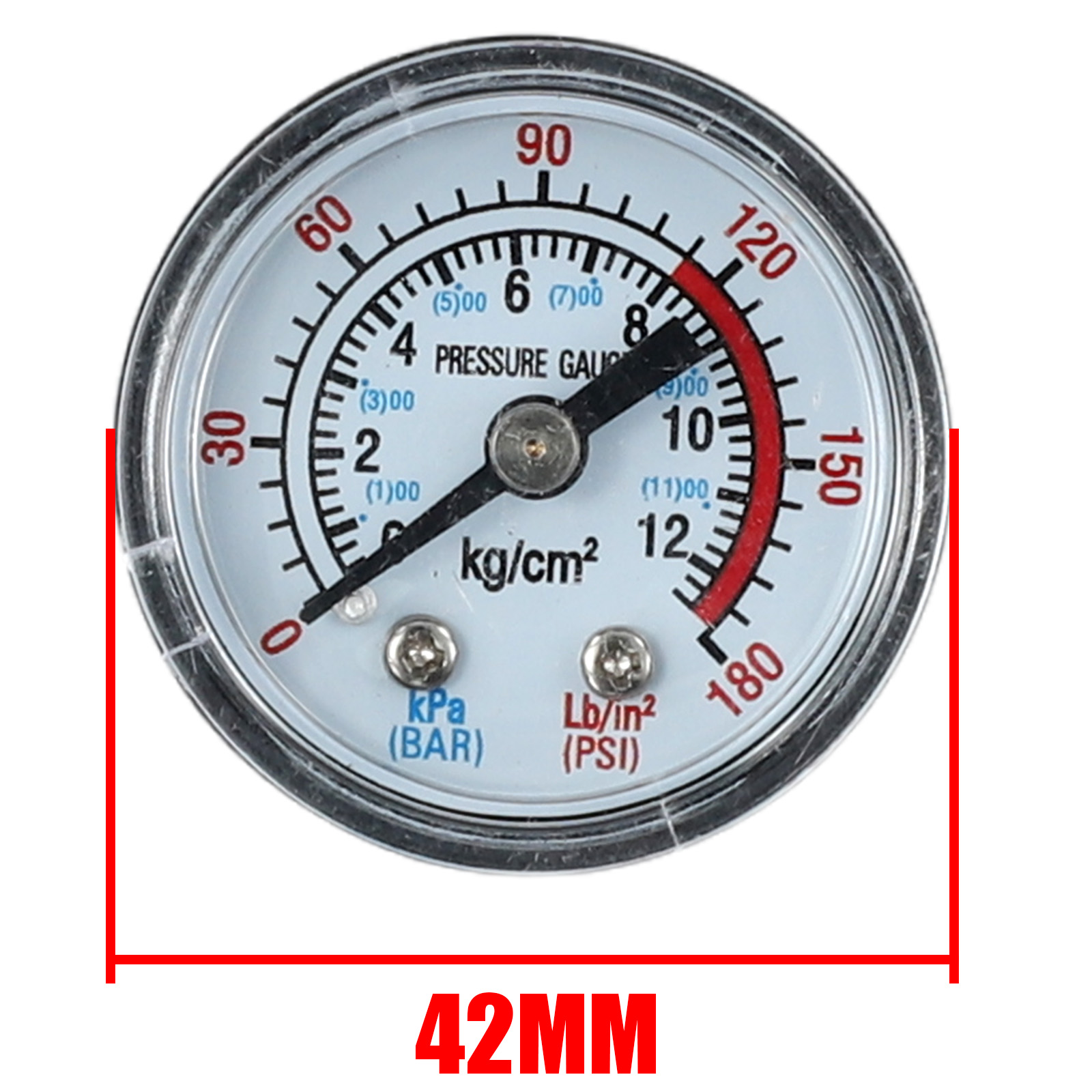 Luchtcompressor Pneumatische Hydraulische Vloeistofdrukmeter 0-12bar/0-180psi Manometer Dubbele Schaal Voor Luchtcompressor Drukwijzerplaat
