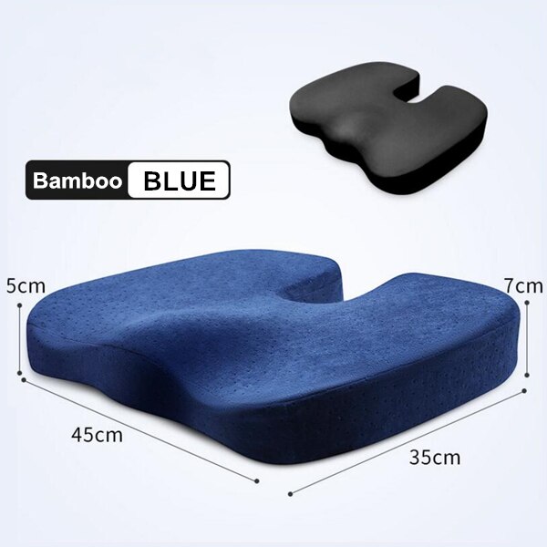 Purenlatex 45*35*7 U-vorm Trage Rebound Zachte Memory Foam Bank Bureaustoel Heupen Kussen Zitkussen pad Lumbale Stuitbeen Beschermen: Blue Bamboo Charcoal