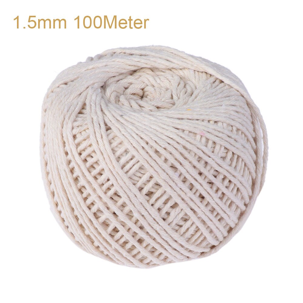 100%  natuurlijke beige katoenen gedraaide koorden, macramé, ambachtelijk touw, handgemaakte verpakking, doe-het-zelf, huisdecoratie: 1.5mm 100 meter
