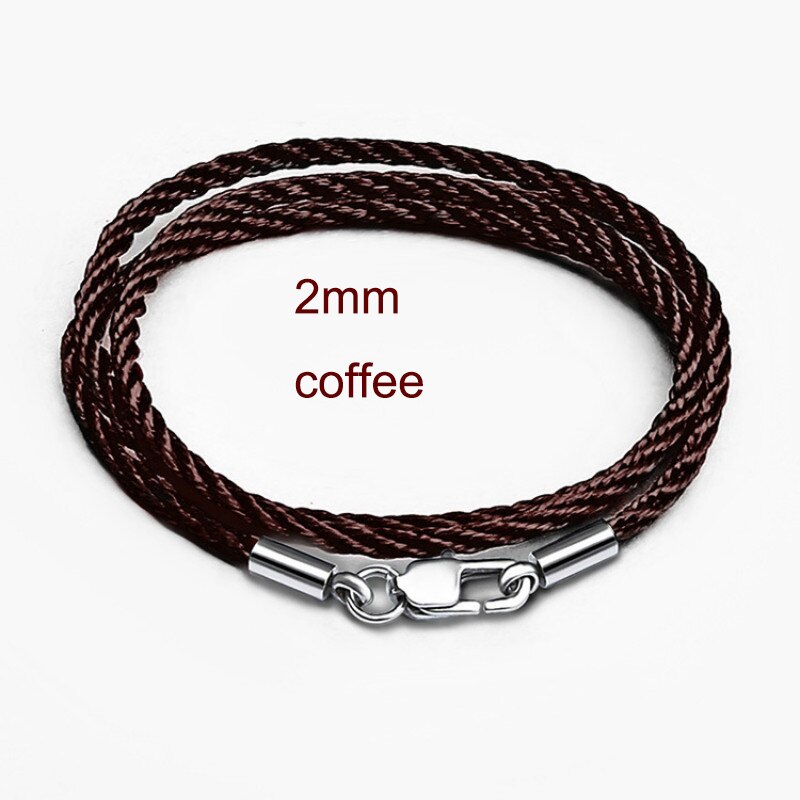 Cordón rojo y negro hecho a mano de algodón, cadena de cierre de langosta de acero inoxidable 316L, colgante DIY, collar, dijes para encontrar joyas, 2mm, 3mm