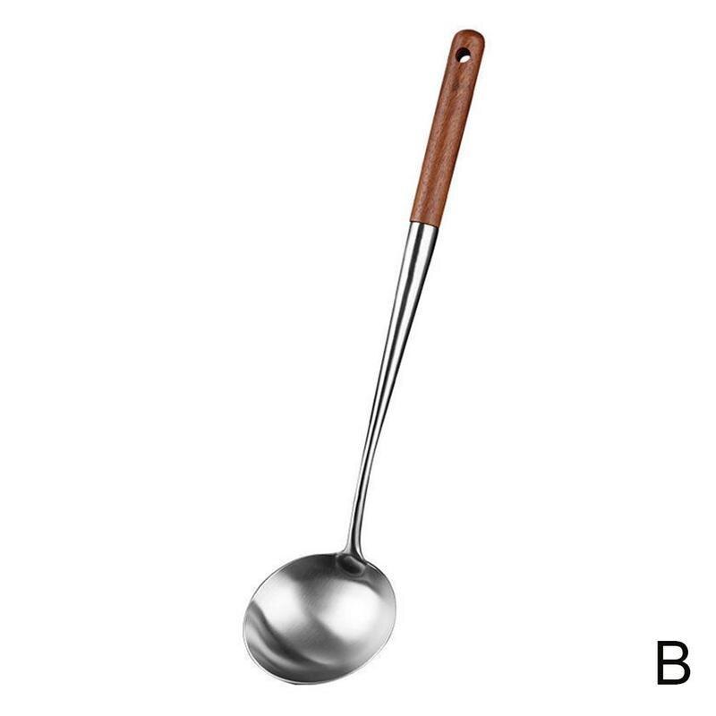 Steel Kitchen Wok Spatula Spoon Chinese Cooking Tool Bar Tools Wooden Safety Handle Durable Kitchen F8v6: spoon